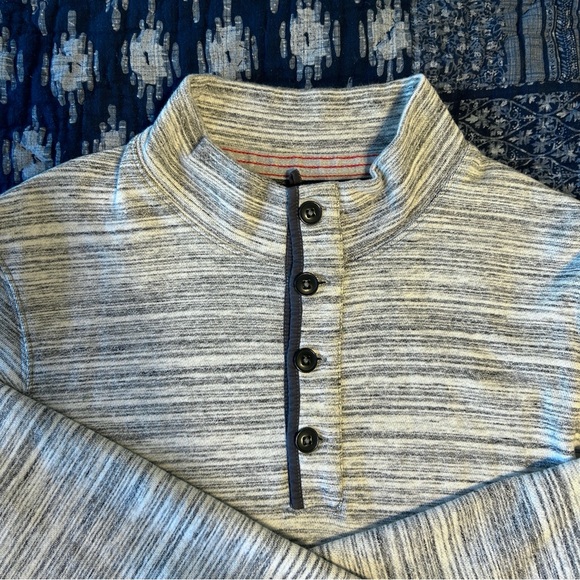Relwen heathered gray button mock neck pullover - Picture 5 of 8